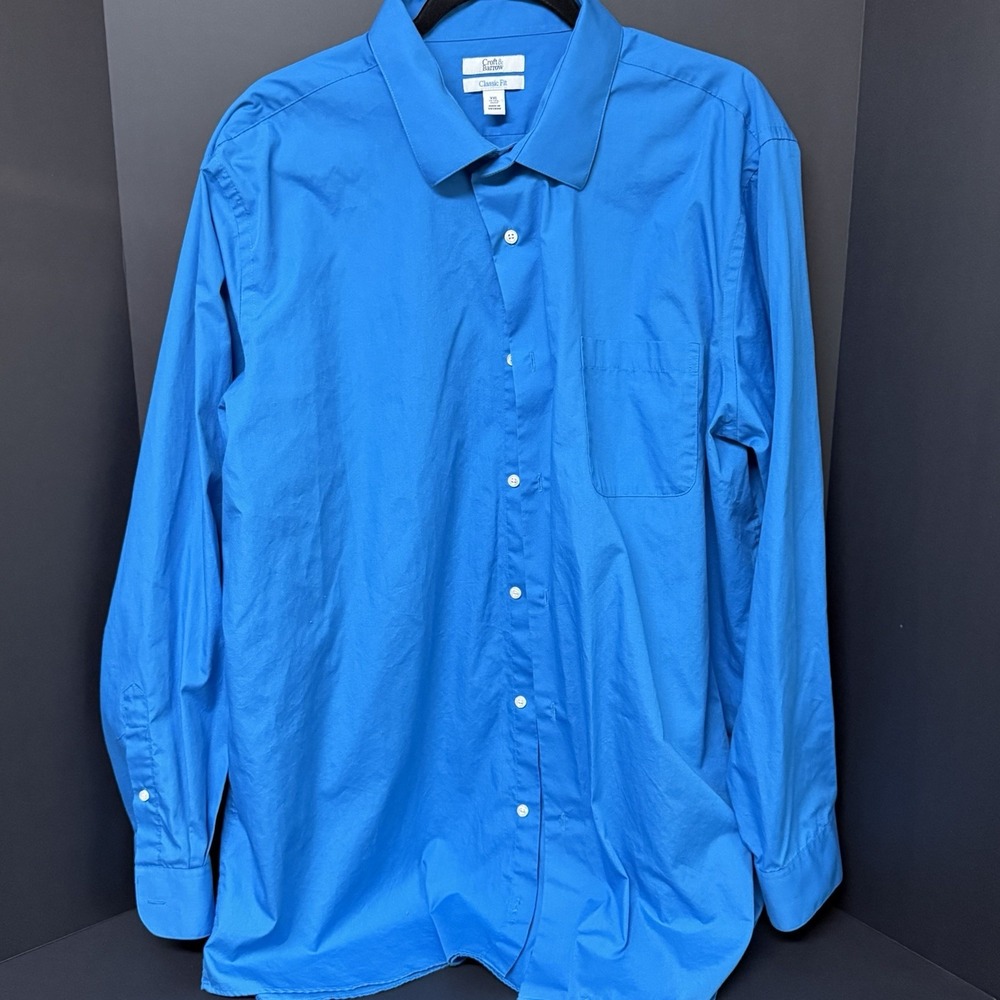 Croft & Barrow - Long Sleeve Button Up - Blue - Classic Fit - Size 2XL